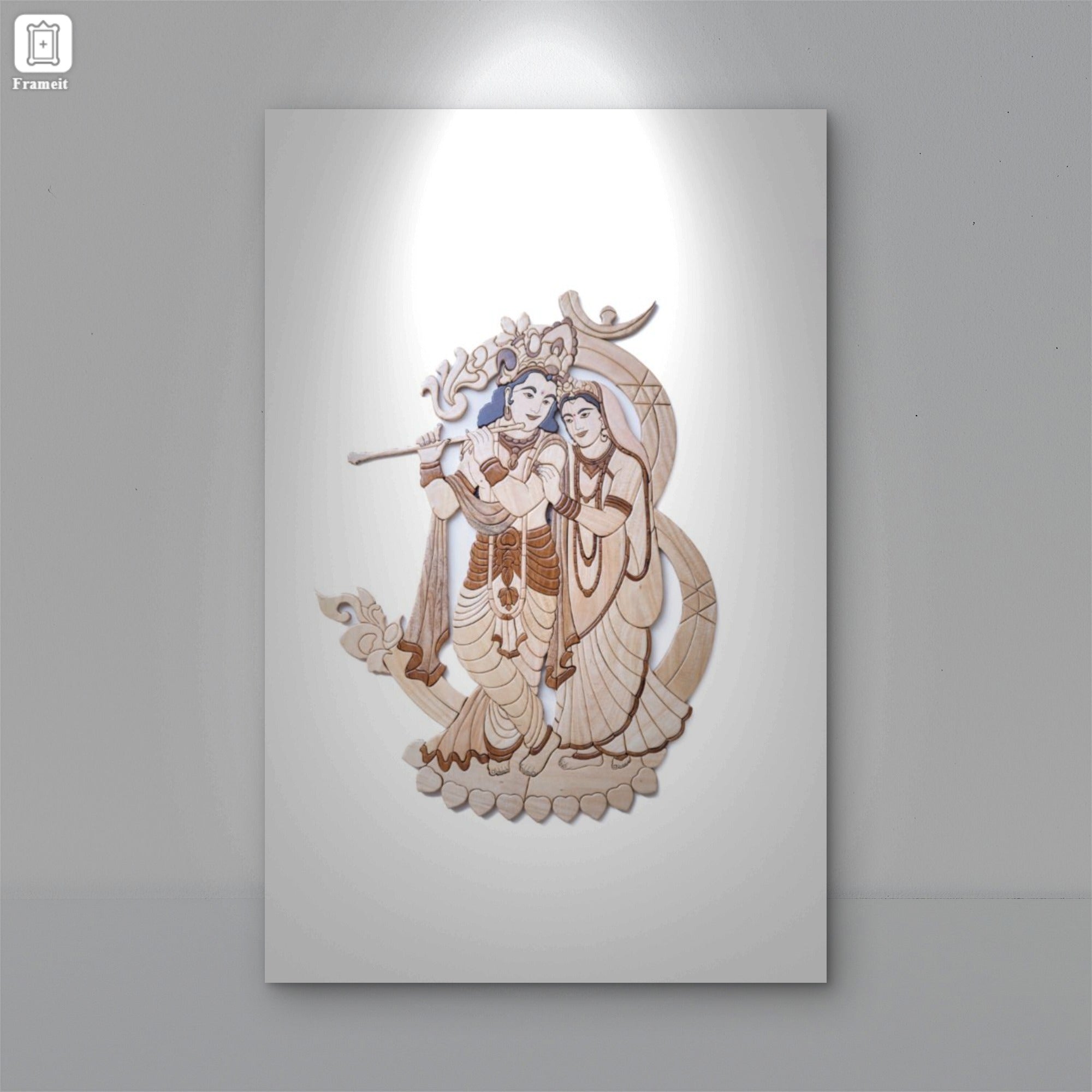 Radha Krishna Wooden Wall Art | Handmade Sculpture with Natural Pigments