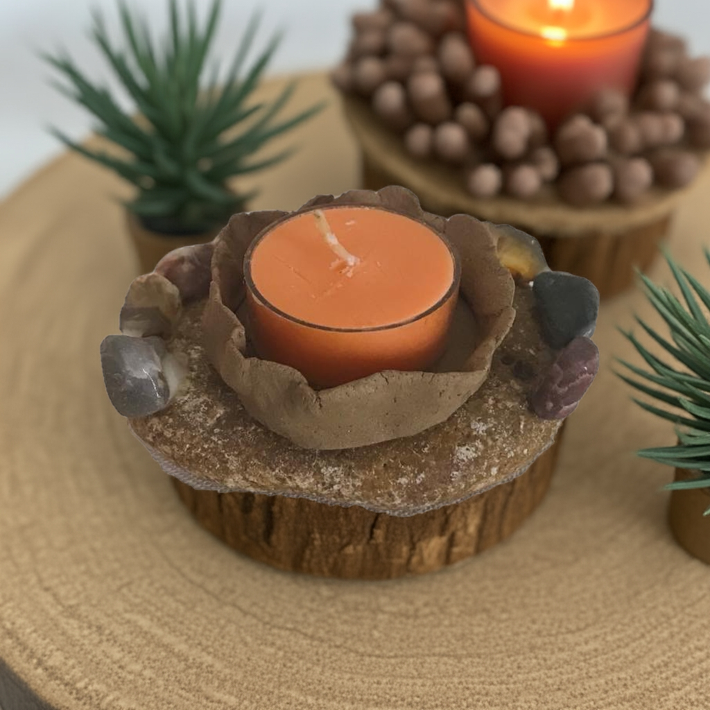 Handcrafted tealight candle holder