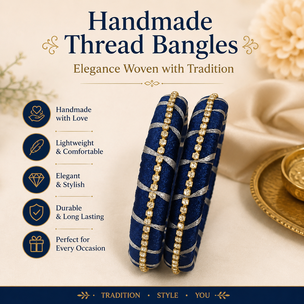 Handmade thread bangles with elegance
