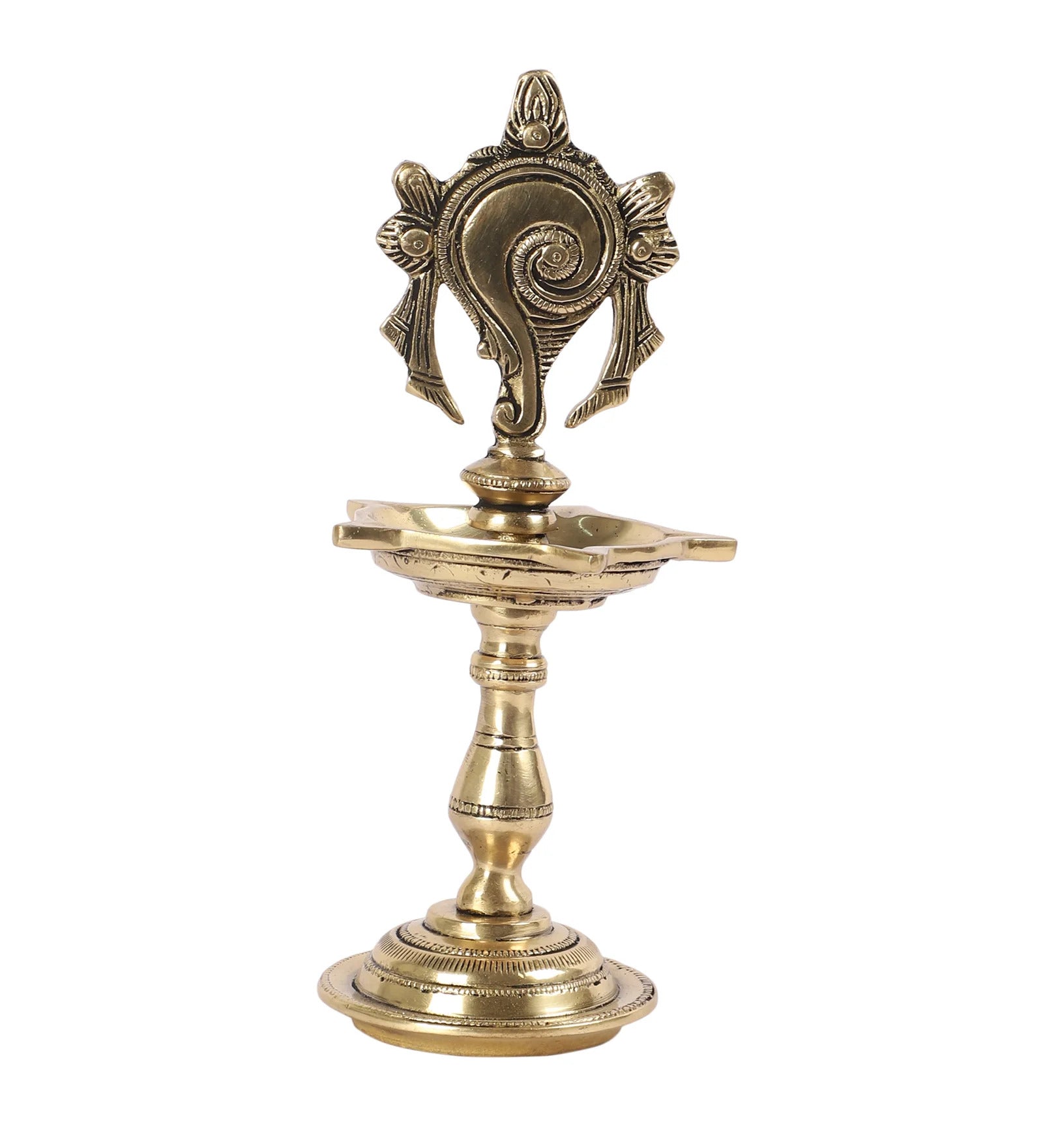 Shanku Chakra Deepam Brass Oil Lamp for Auspicious Decor