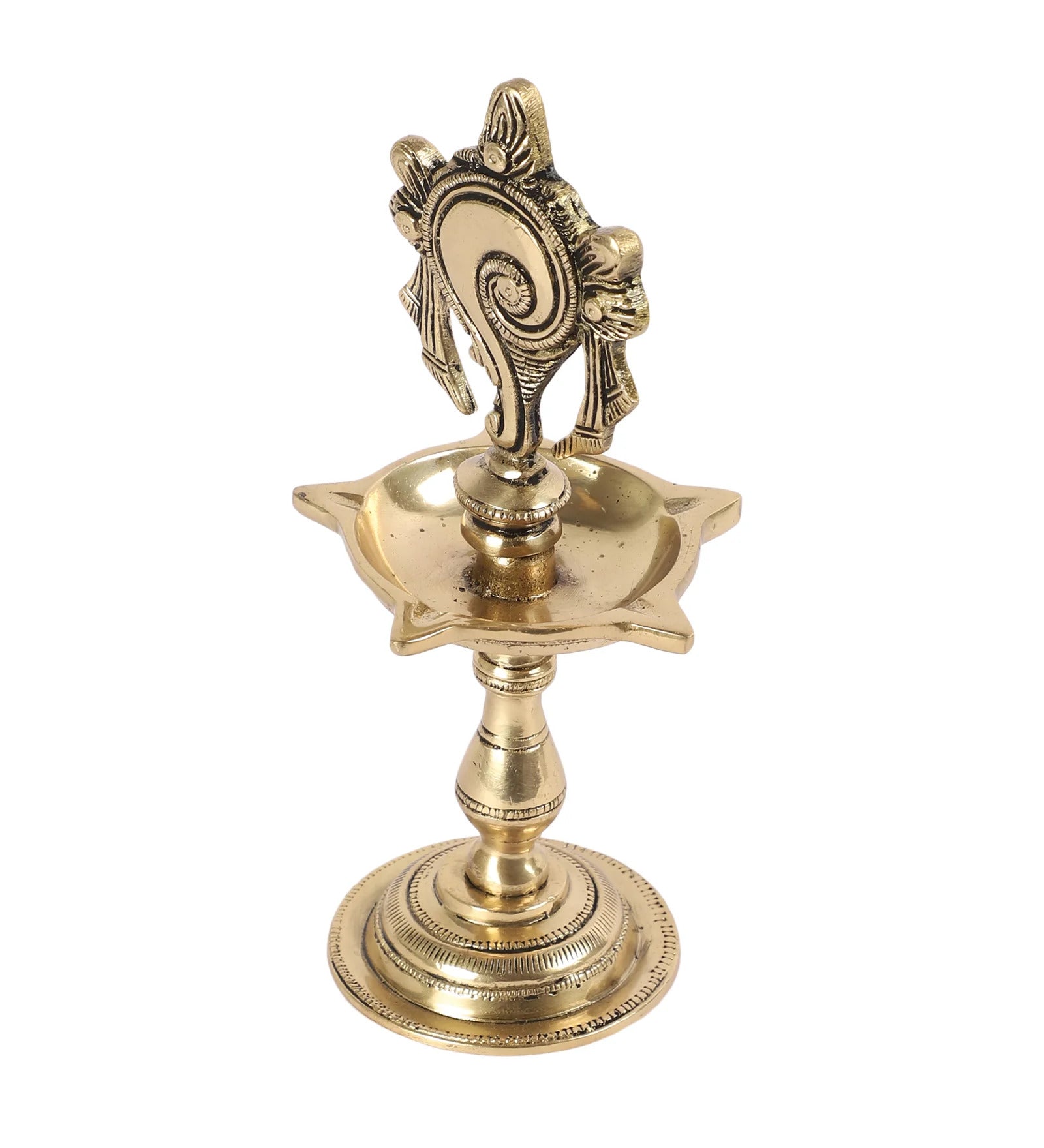 Shanku Chakra Deepam Brass Oil Lamp for Auspicious Decor
