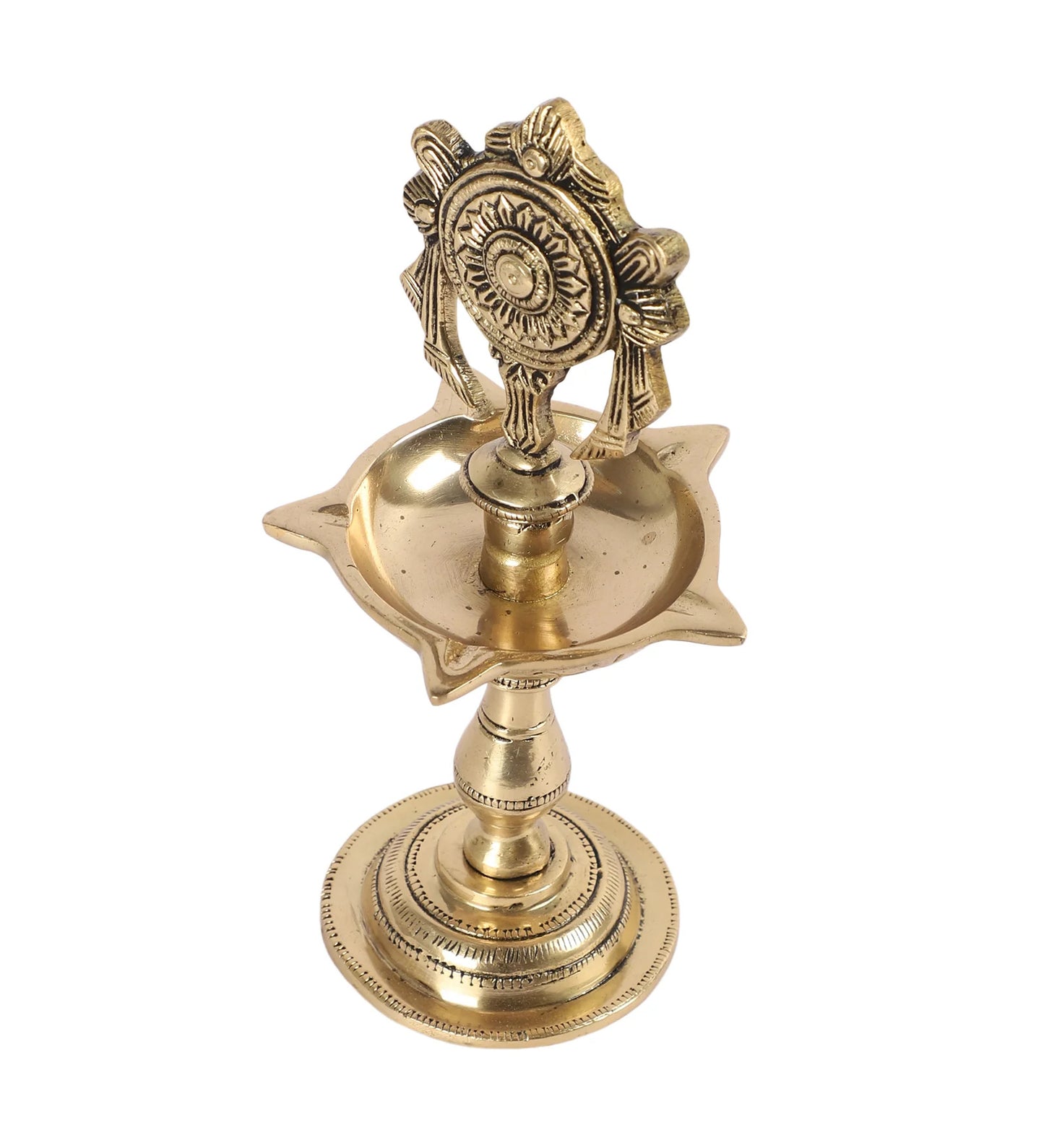 Shanku Chakra Deepam Brass Oil Lamp for Auspicious Decor