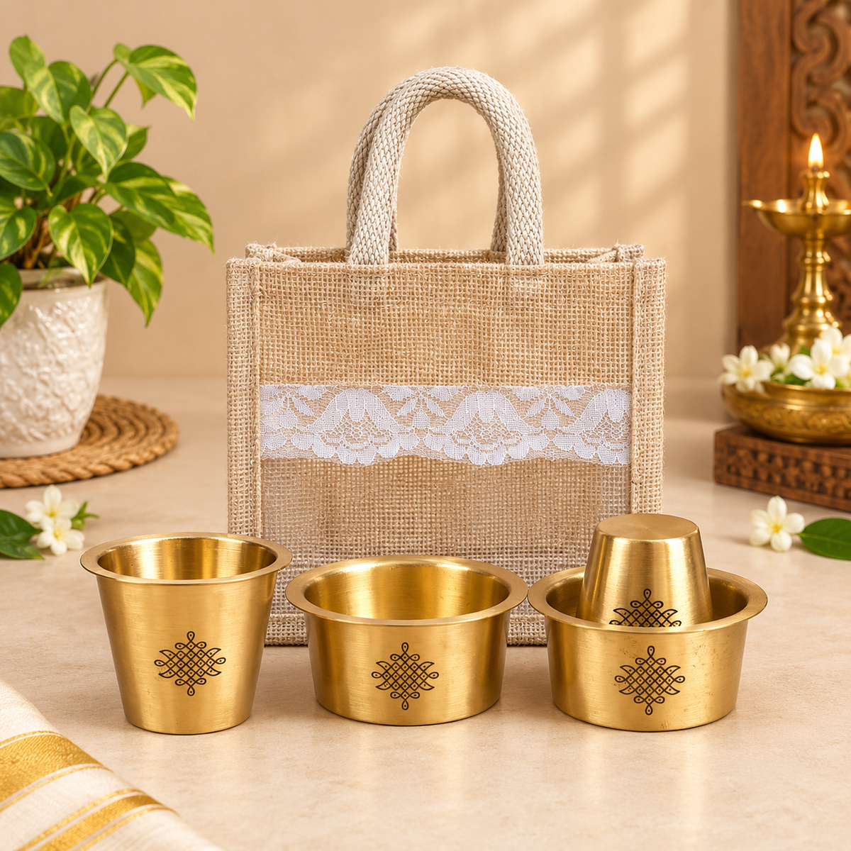 Window Jute Bags With 2 Dabara Set's
