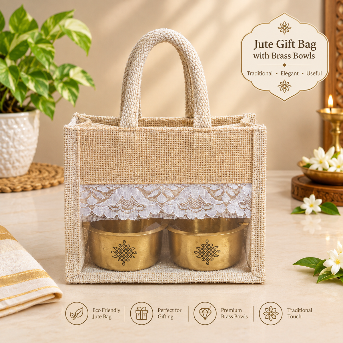 Window Jute Bags With 2 Dabara Set's