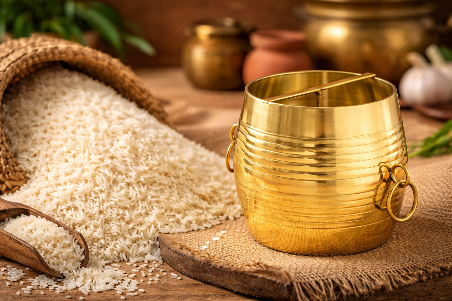 Kerala brass rice vessel