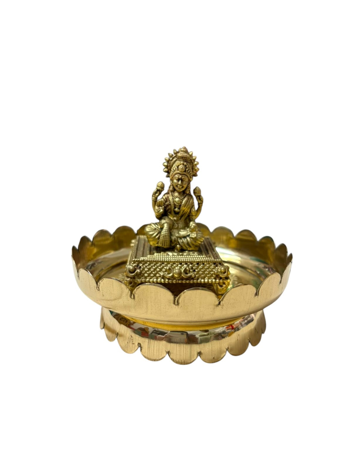 Brass Lakshmi Idol with Decorative Pooja Plate | Lakshmi Pooja Set for Home | Kria Arts