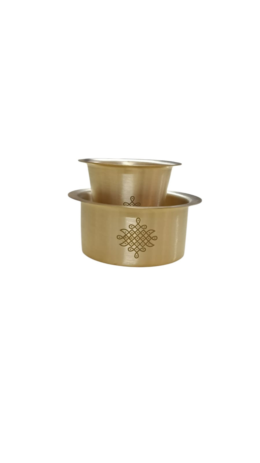 Traditional Brass Coffee Dabara Set with Kolam Design