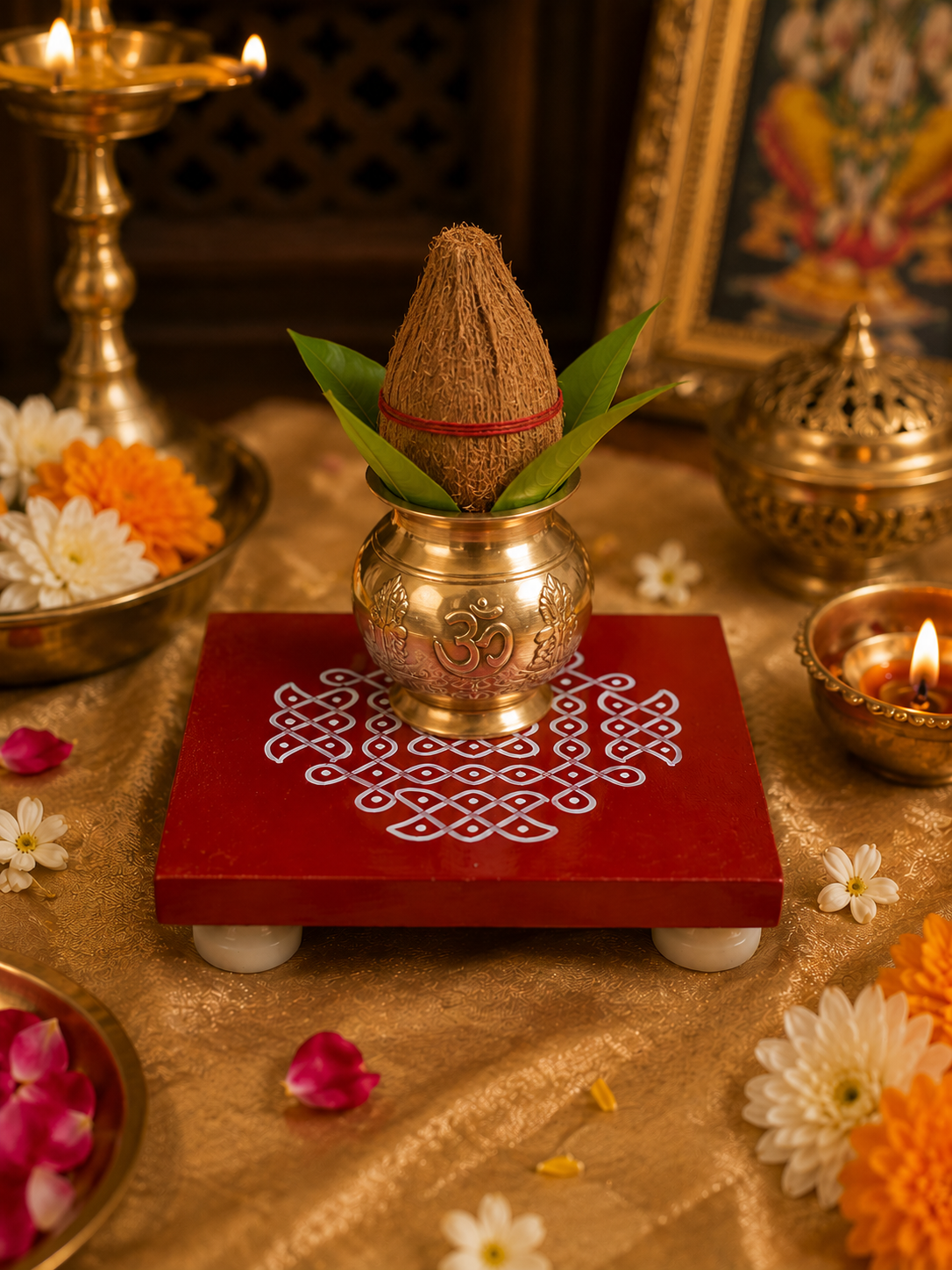 Handmade Wooden Chowki 5x5 Inch – Traditional Pooja Chowki & Return Gift (Assorted Designs)