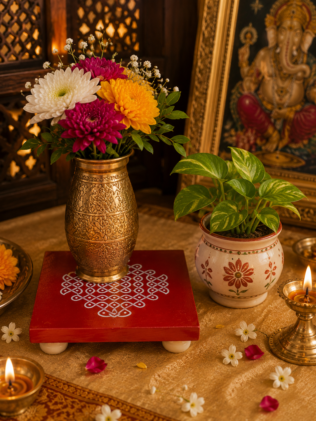 Handmade Wooden Chowki 5x5 Inch – Traditional Pooja Chowki & Return Gift (Assorted Designs)