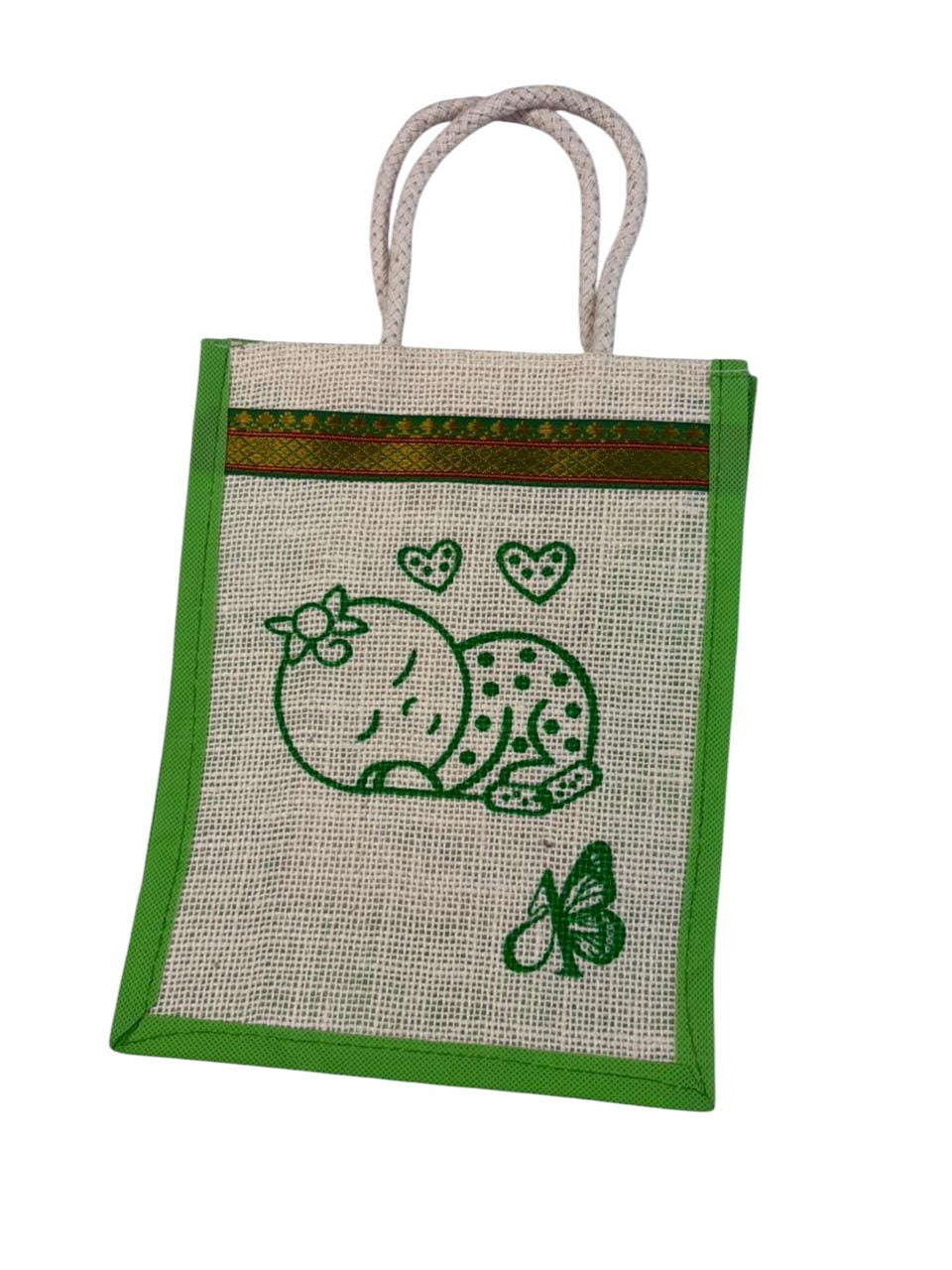 Baby Shower or Cradle Ceremony Theme Jute Bags in assorted colours