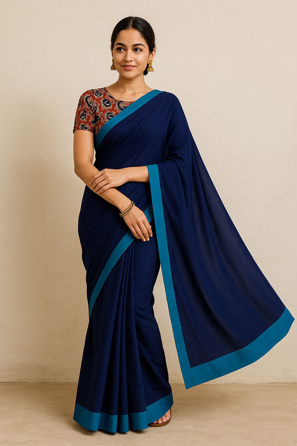 Solid color khadi cotton saree