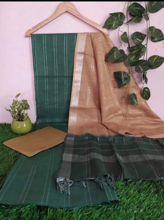 Pure linen 3 pc unstitched suit