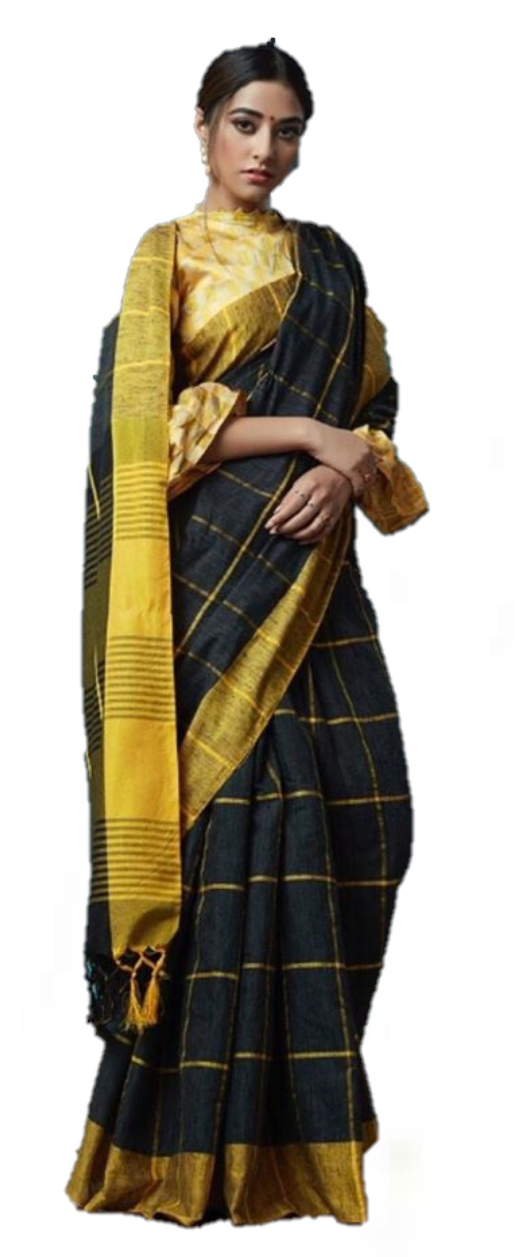 Pure Handloom Linen Saree with Jacquard weave blouse