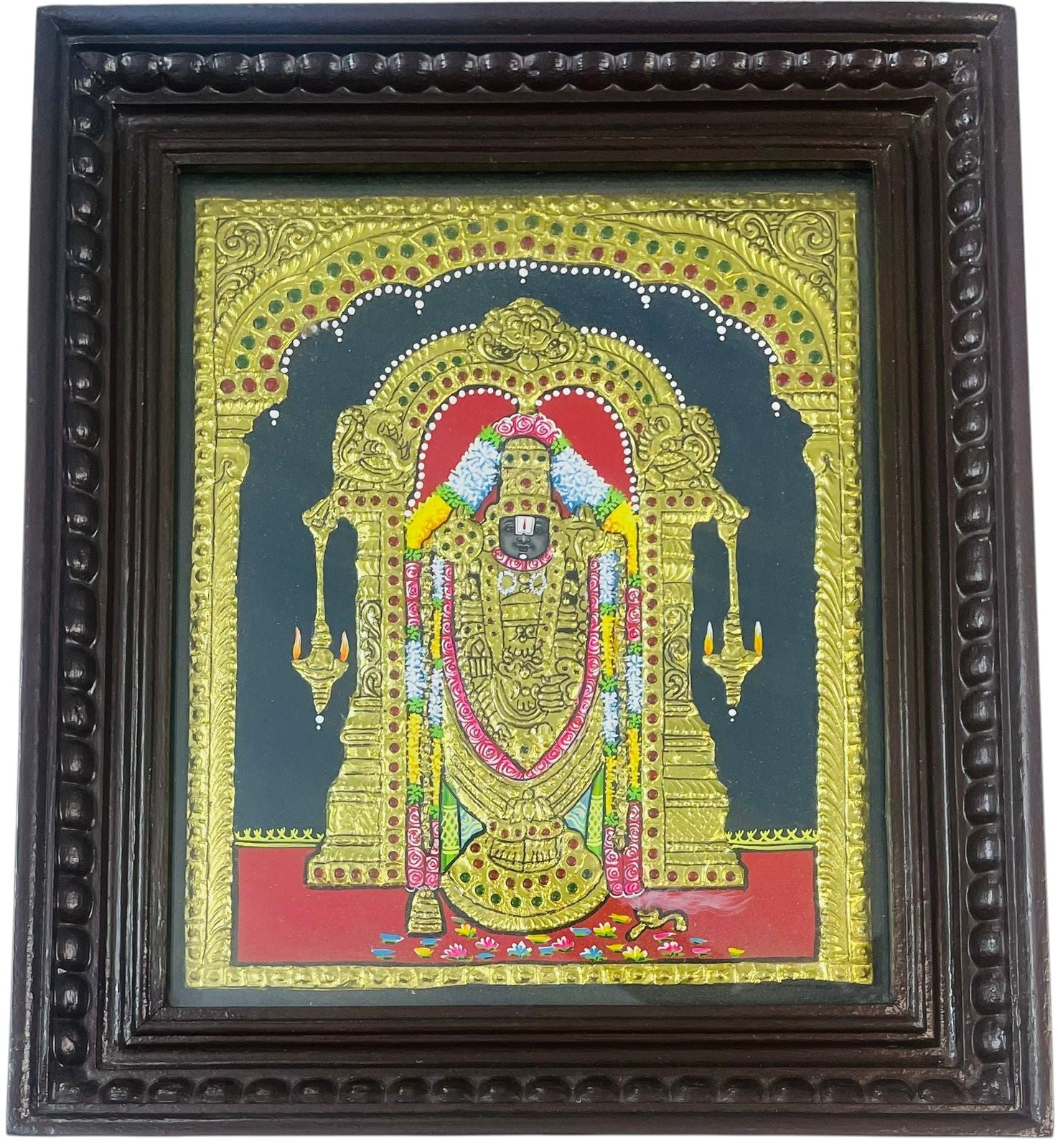Lord Balaji Tanjore Painting with Chettinad frame