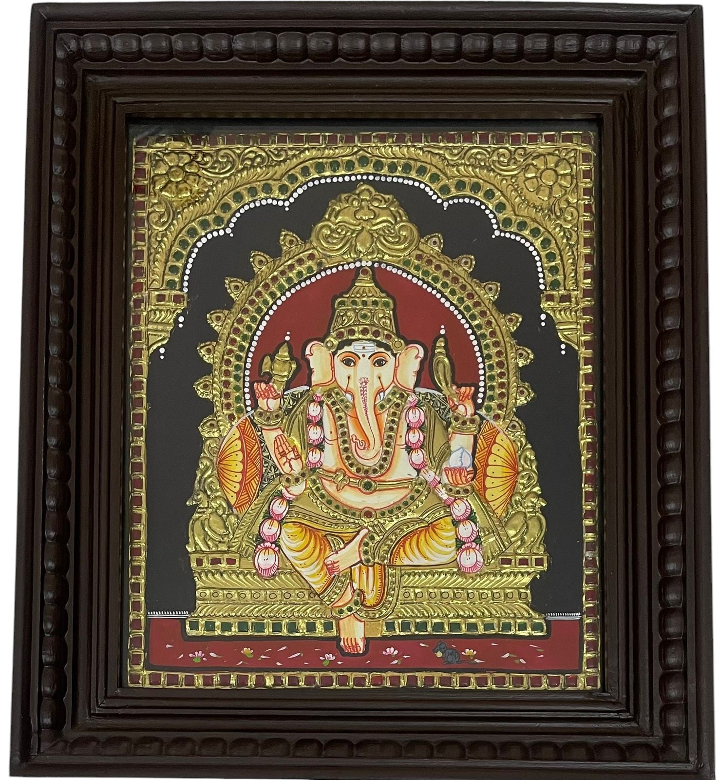 Lord Ganesha Tanjore Painting with Chettinad frame