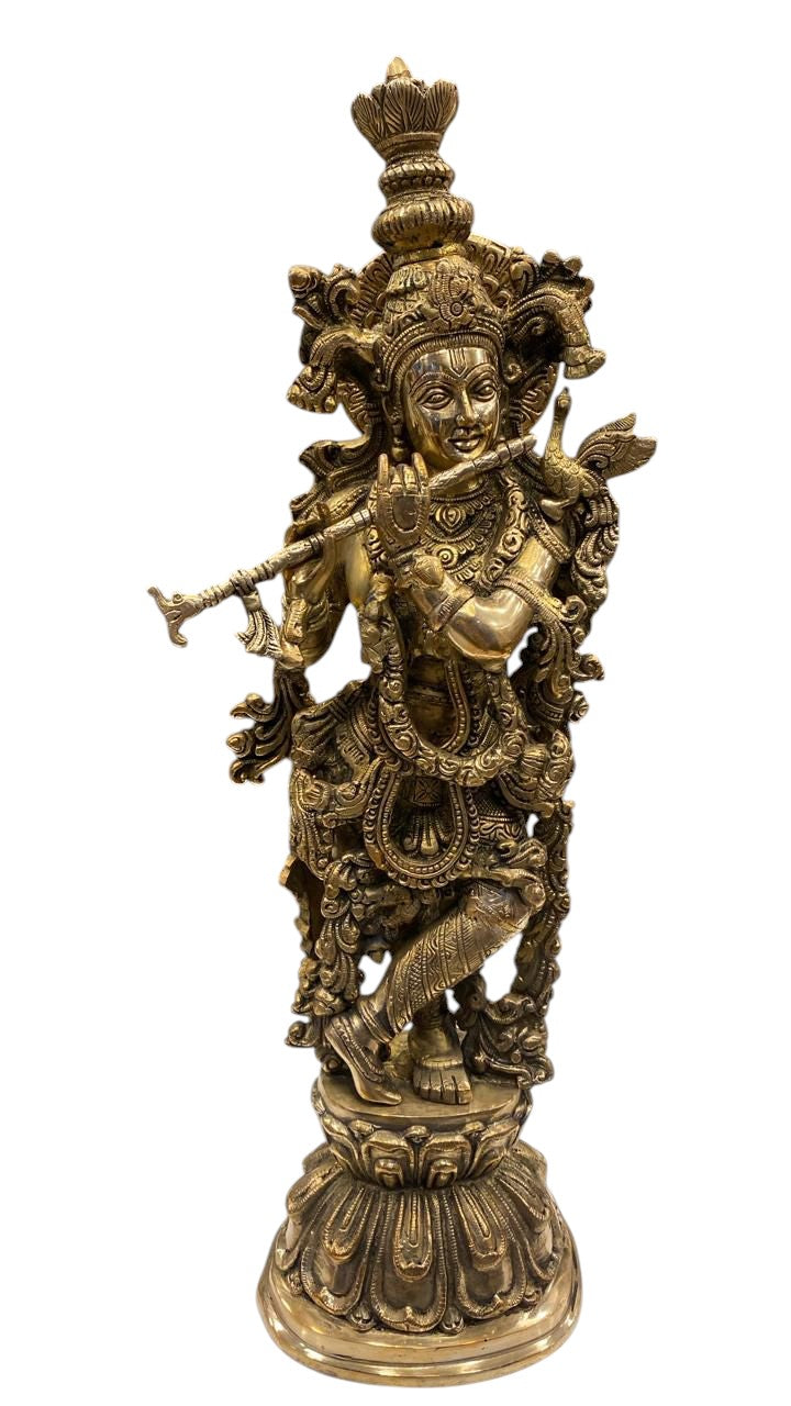 Pure Brass Krishna Idol 24 inch