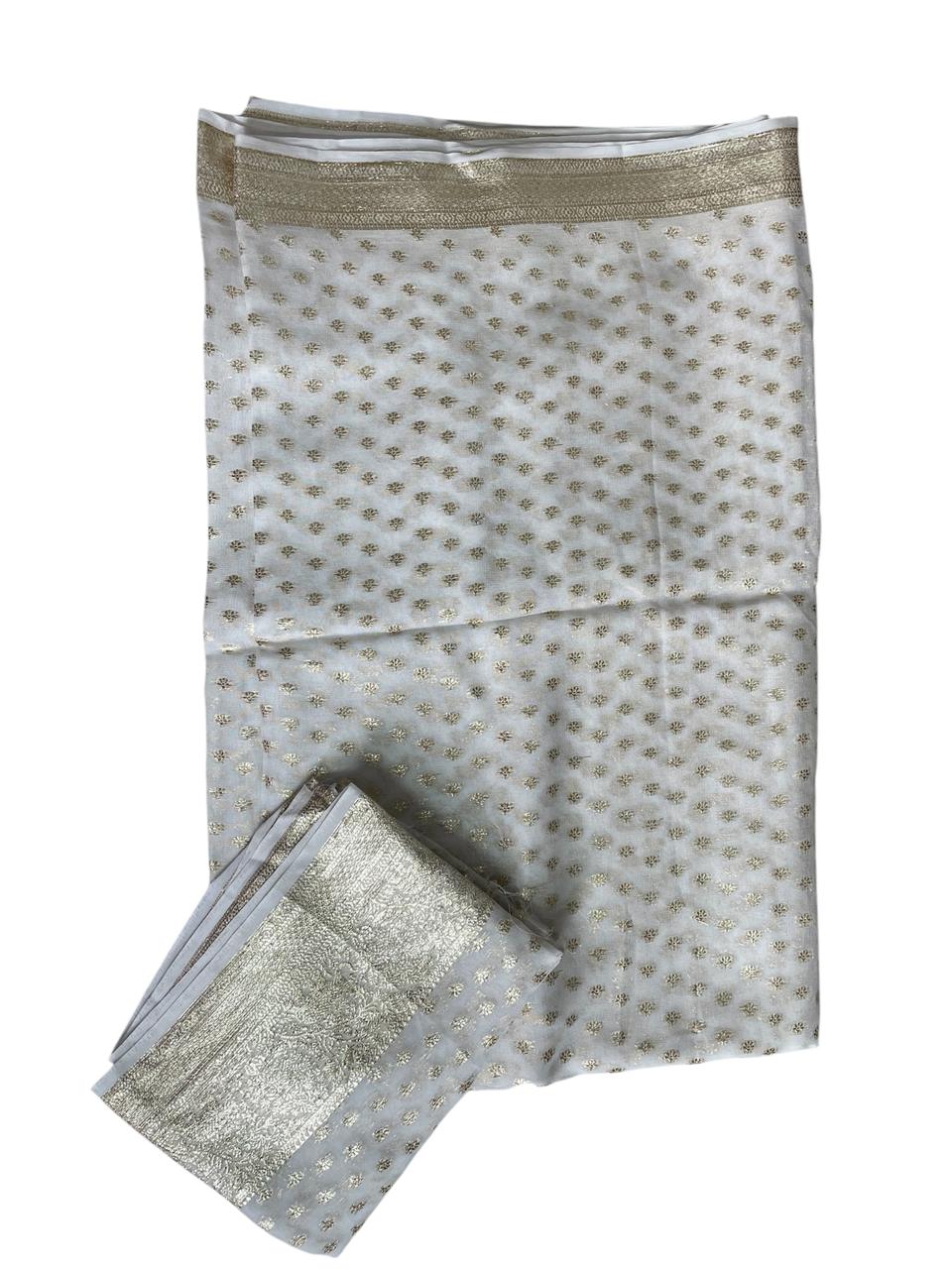 Pure Banarasi Handloom saree cream with Gold zari Weaving