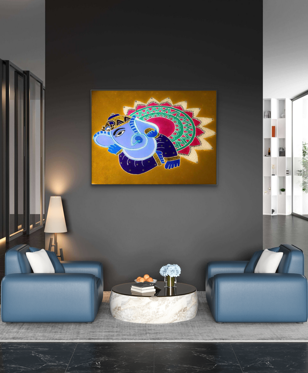 Lord Ganesh acrylic canvas hand painting for House pooja room