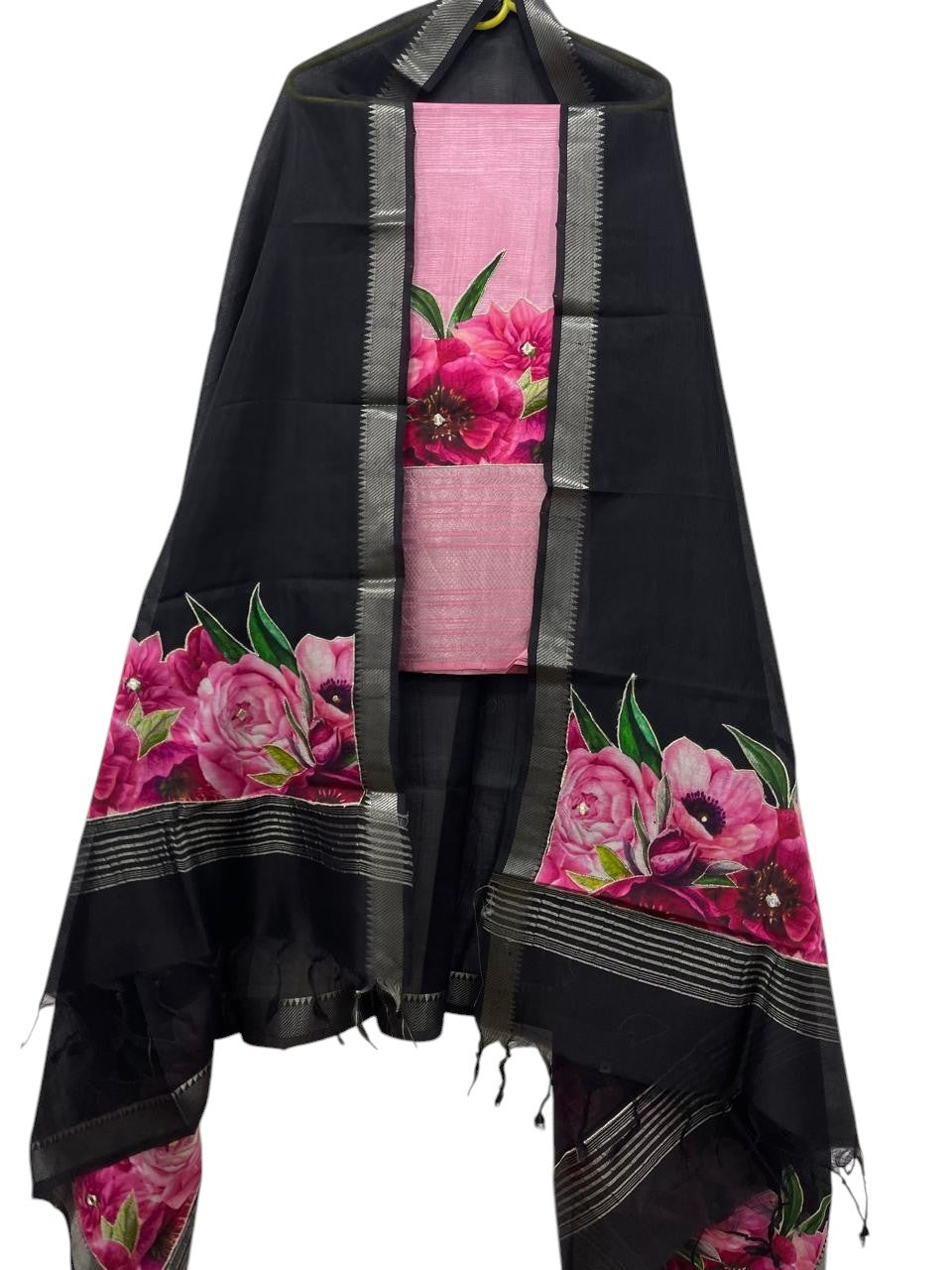 Mangalagiri silk top and dupatta with kalamkari digital print