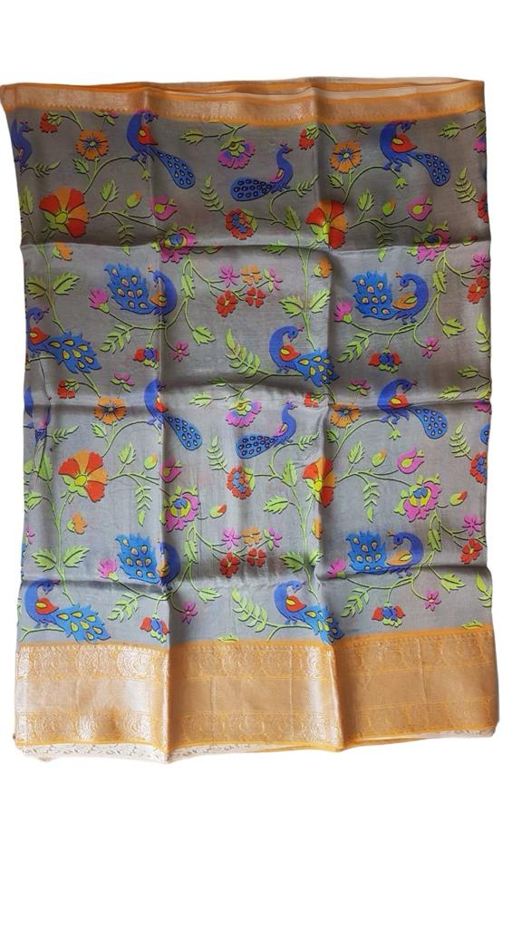 Mangalagiri silk saree with kanchipuram borders