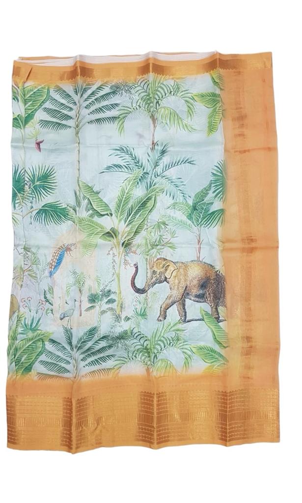 Mangalagiri digital printed silk saree