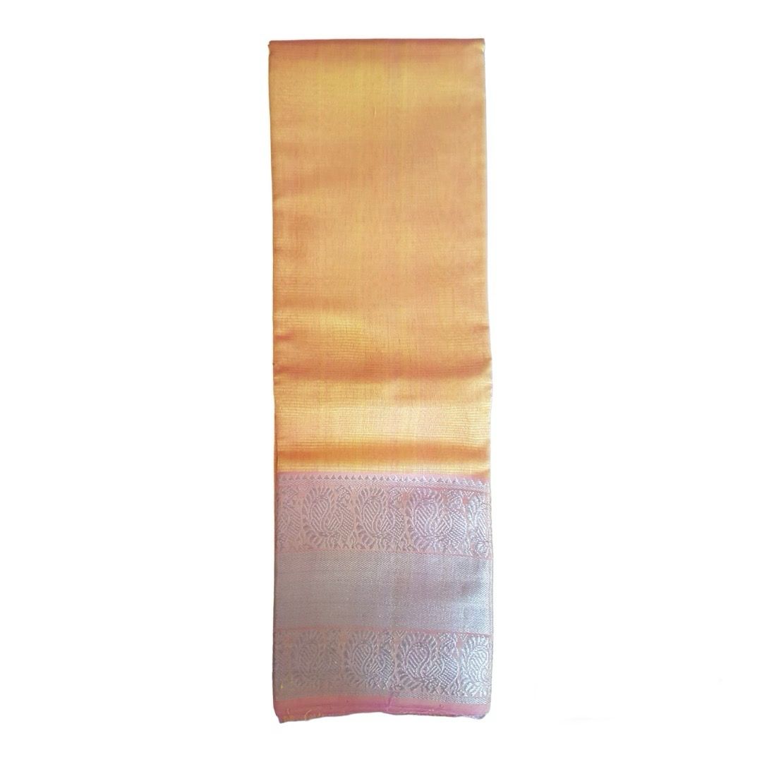 Mangalagiri silk saree in solid peach color