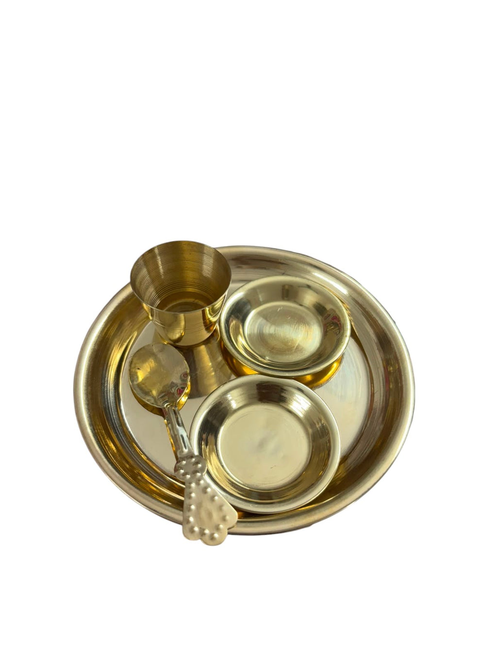 Mini Pooja Thali Set | Small Pooja Thali with Bowls, Glass & Spoon