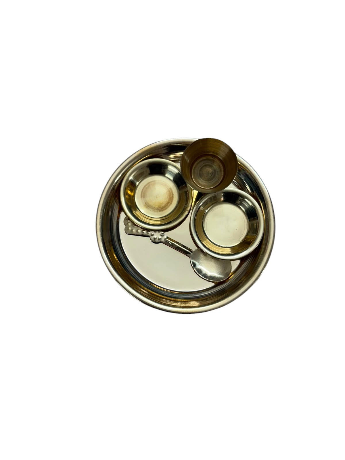 Mini Pooja Thali Set | Small Pooja Thali with Bowls, Glass & Spoon