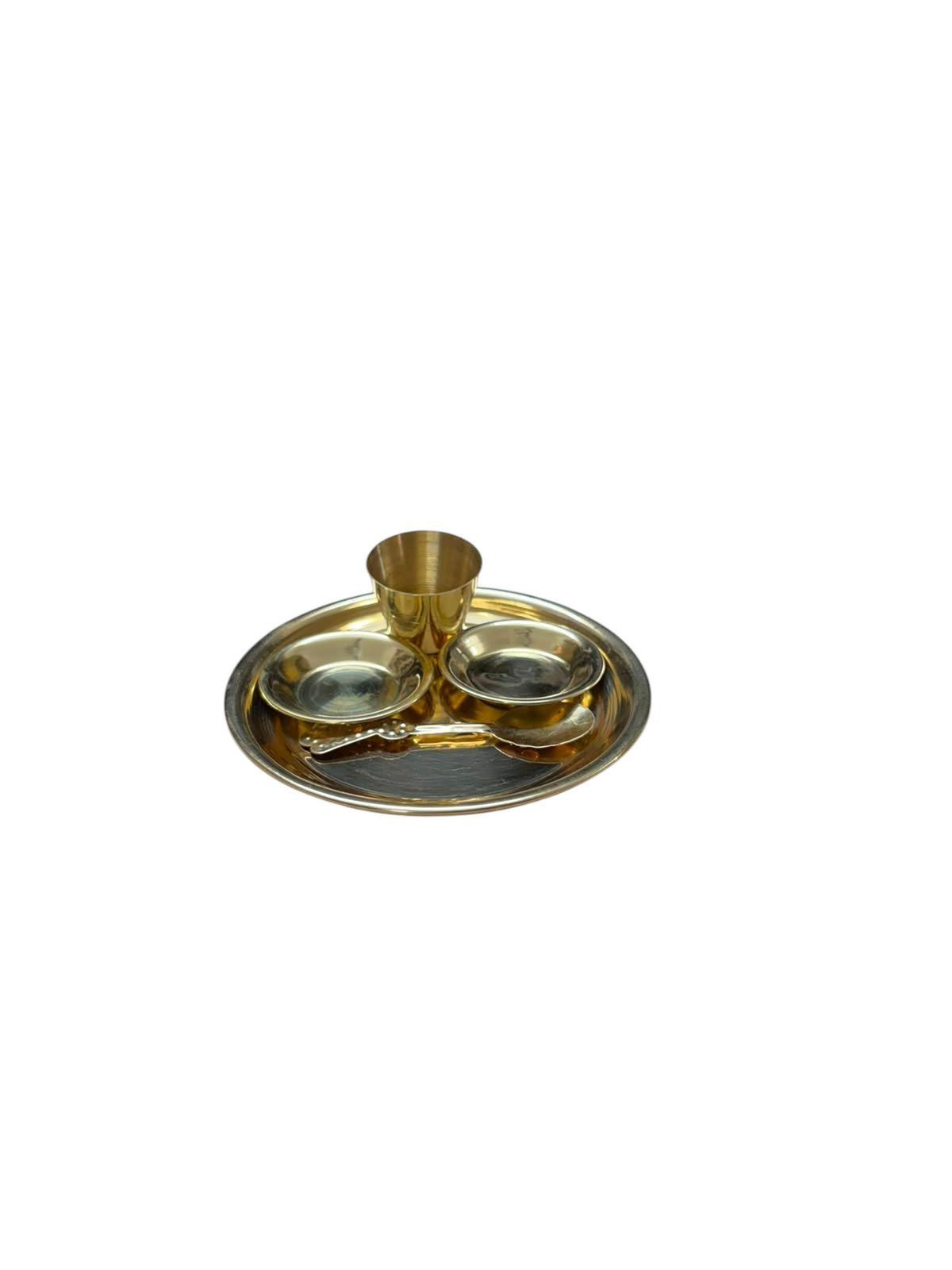 Mini Pooja Thali Set | Small Pooja Thali with Bowls, Glass & Spoon