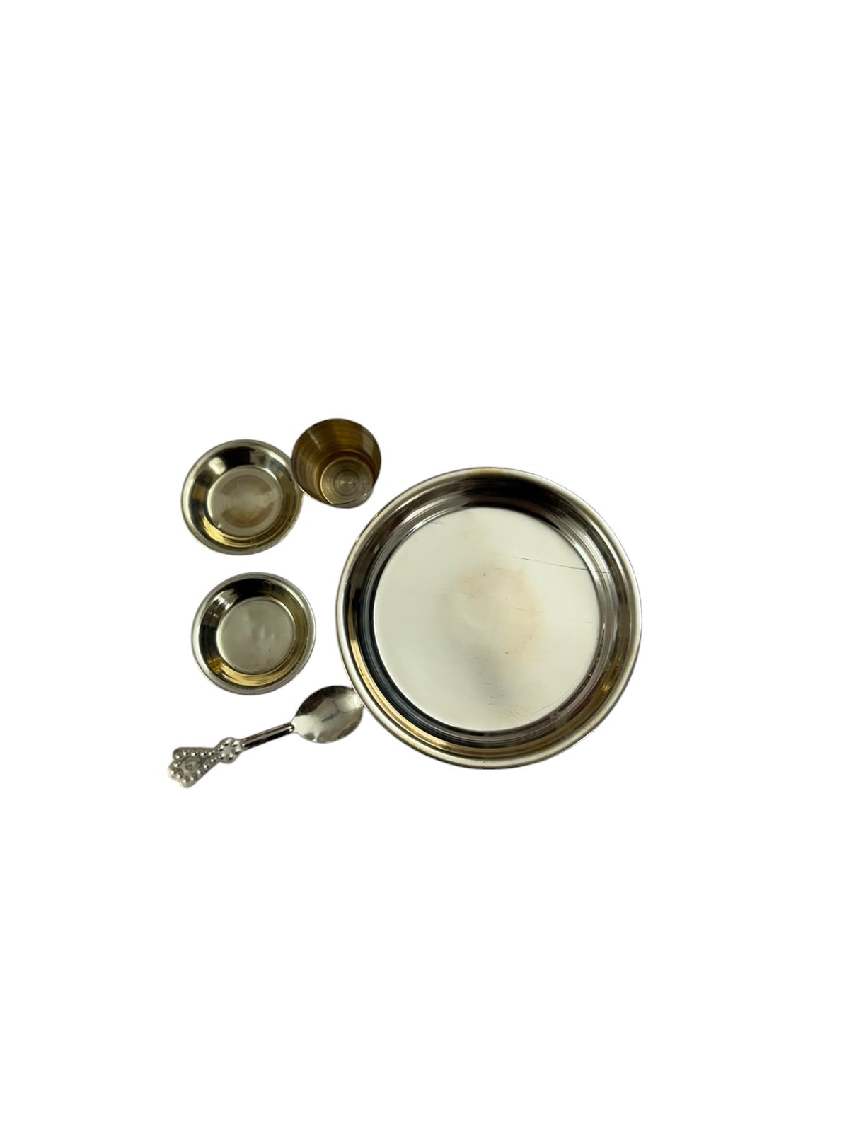 Mini Pooja Thali Set | Small Pooja Thali with Bowls, Glass & Spoon