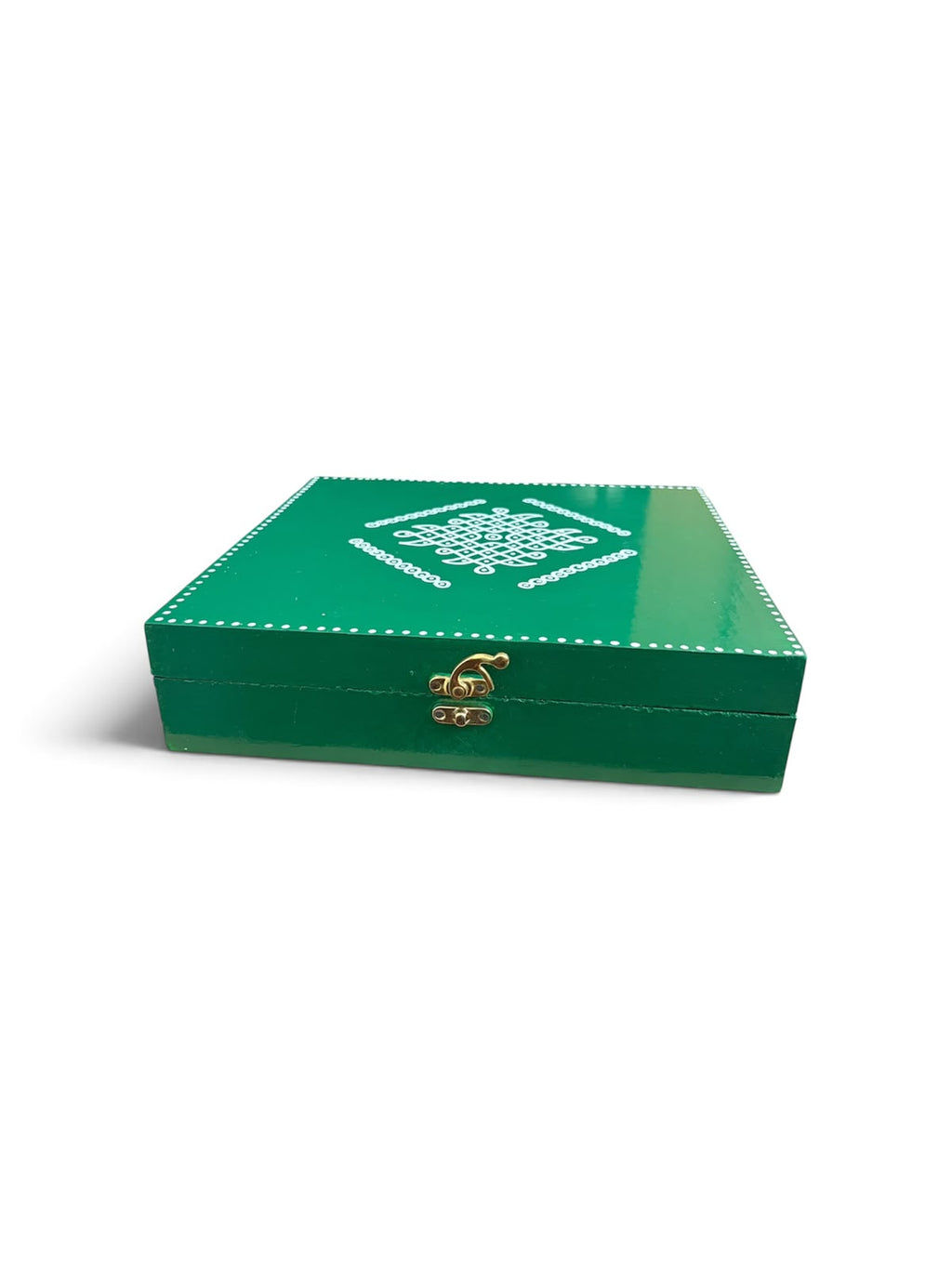 Decorative storage box with kolam art