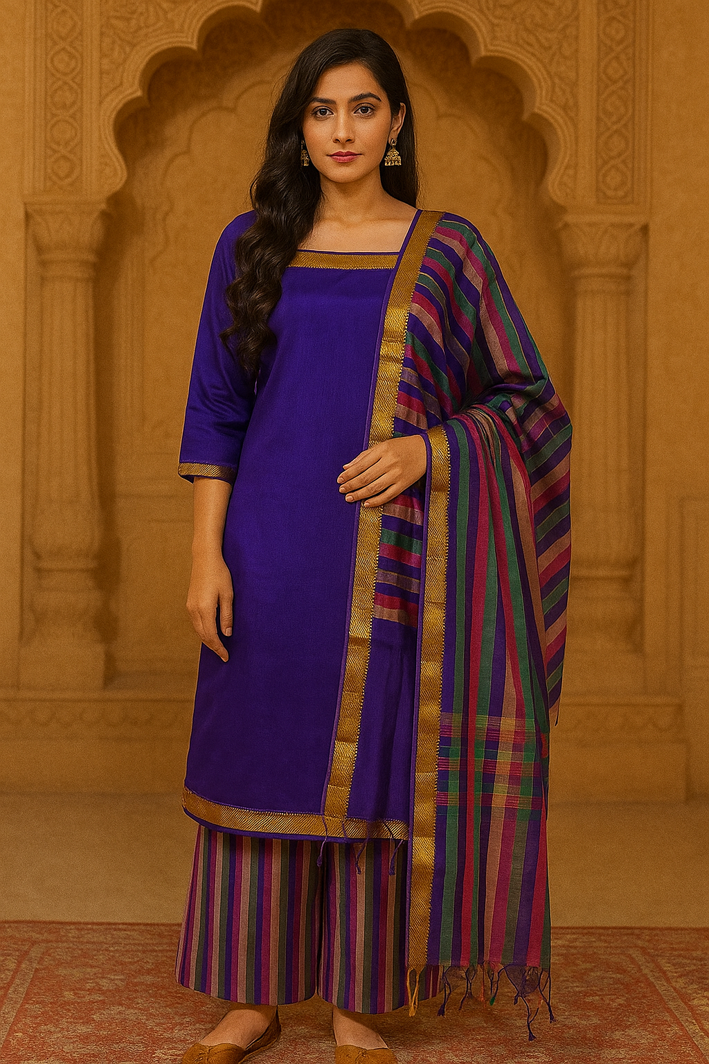 Mangalagiri silk unstitched 3 pc dress material