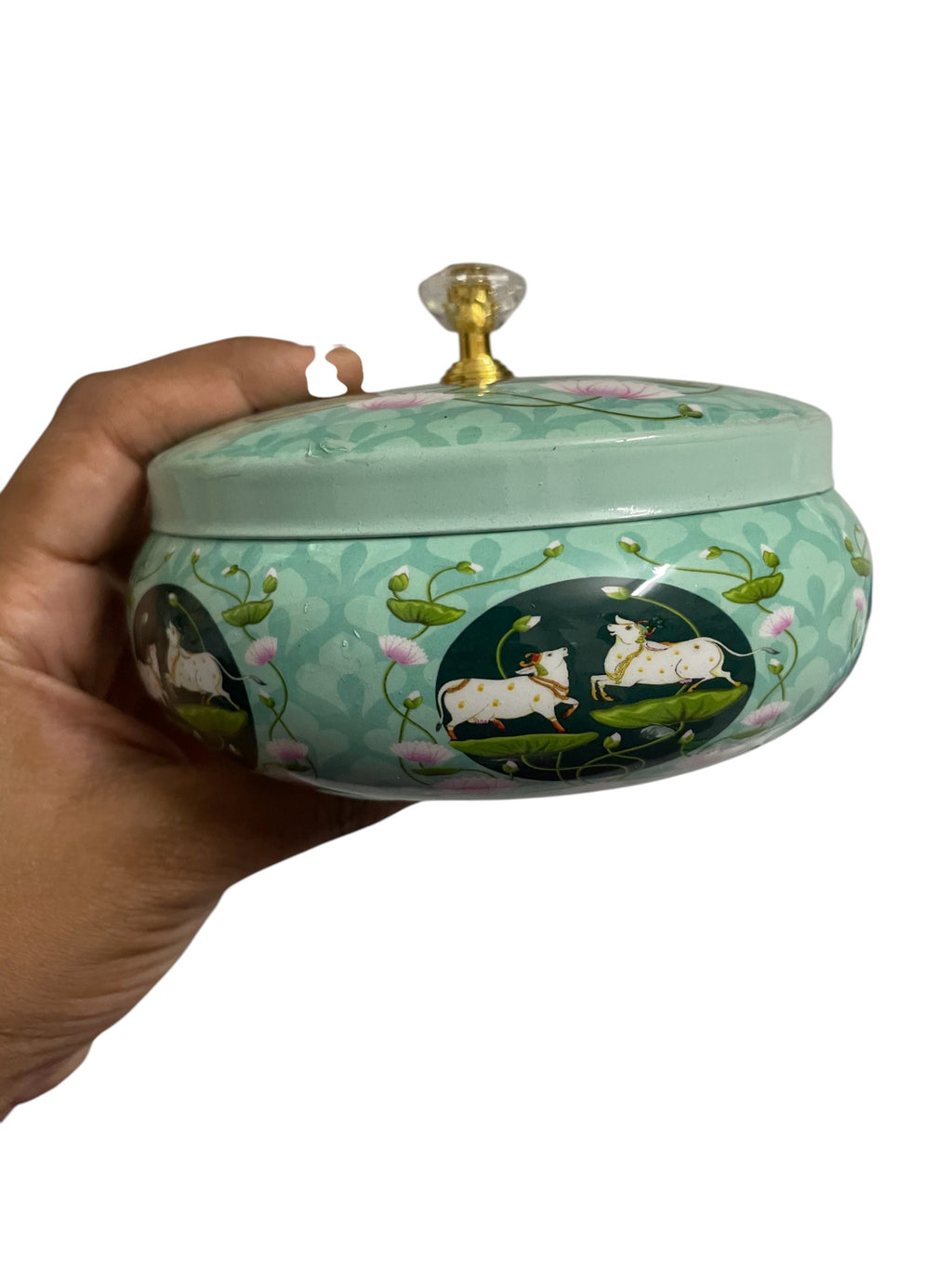 Pichwai design dry fruit jar for Return gifting and personal use