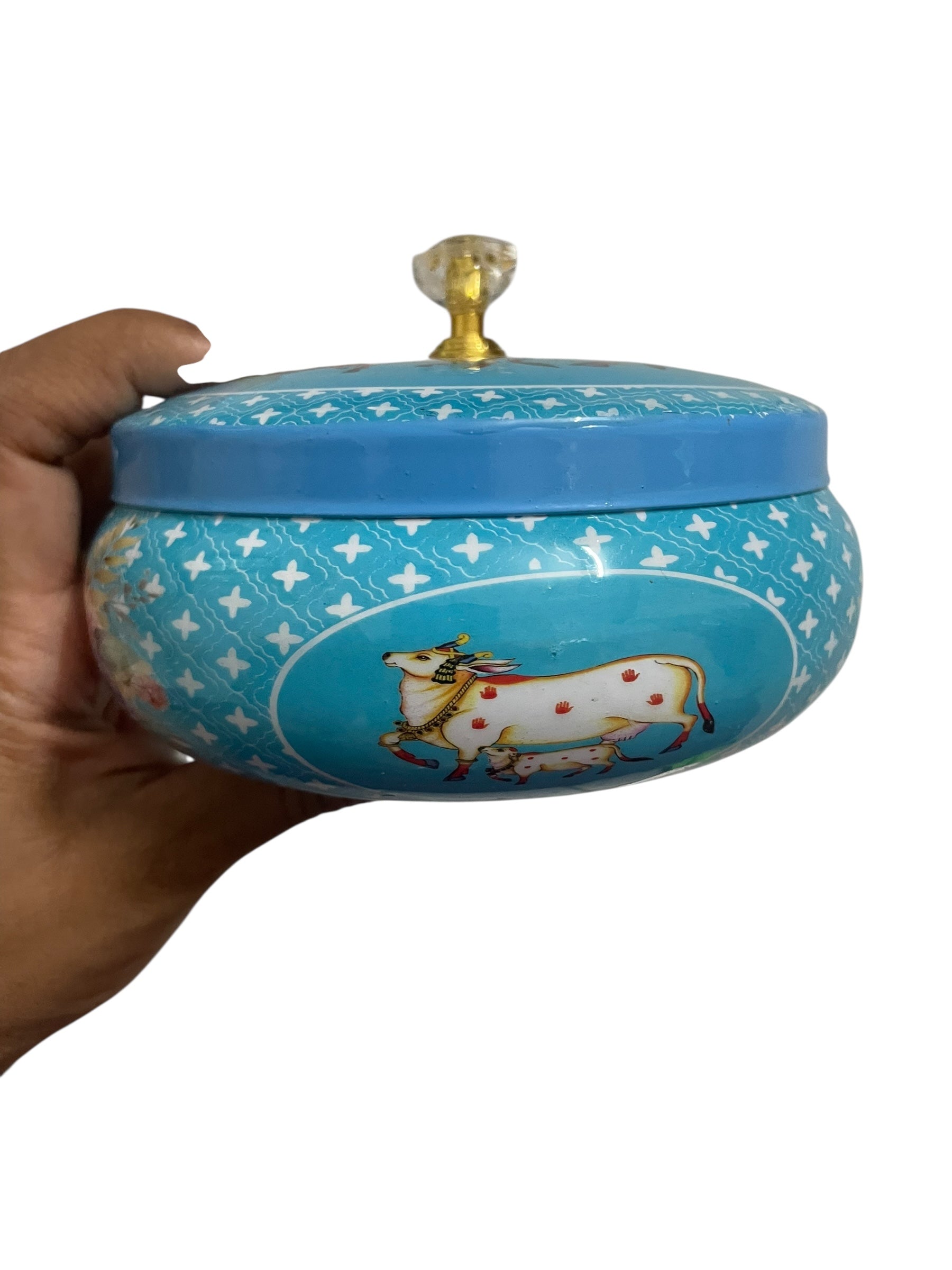 Pichwai design dry fruit jar for Return gifting and personal use