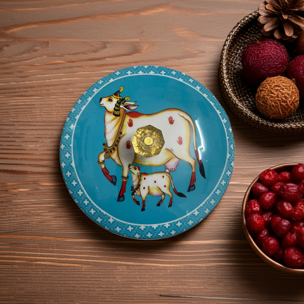 Pichwai design dry fruit jar for Return gifting and personal use