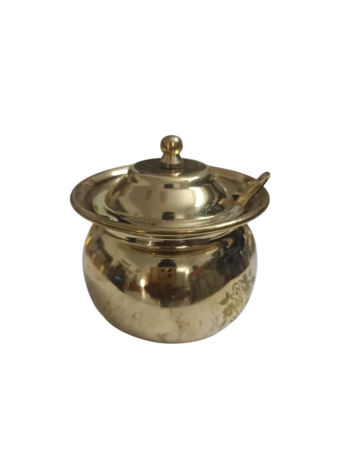 Brass Ghee Pot with Spoon | Premium Brass Tableware – Kria Arts