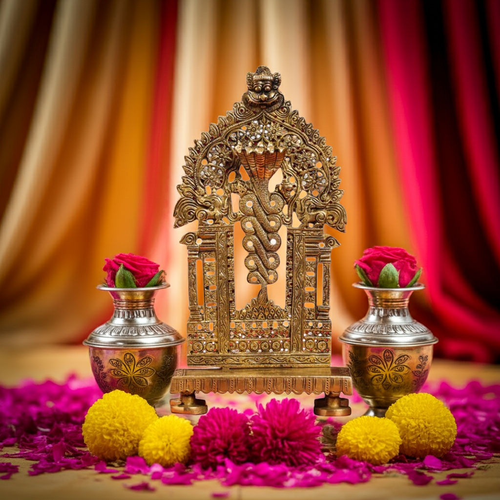 Pure Brass Naga Throne for pooja room Decor item