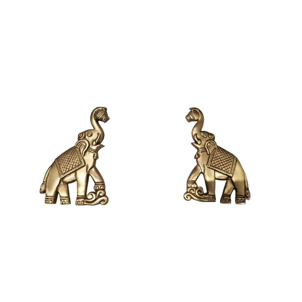 Brass elephant pair wall hanging for vastu home decor and gifting India
