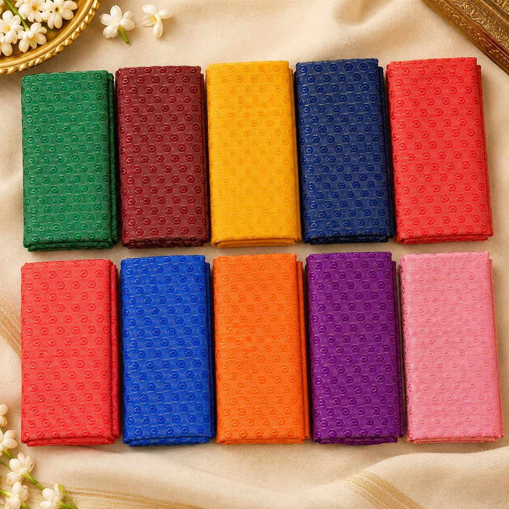 Premium Jacquard Weave Blouse Pieces Pack of 5 | Assorted Multicolour Ethnic Blouse Fabric