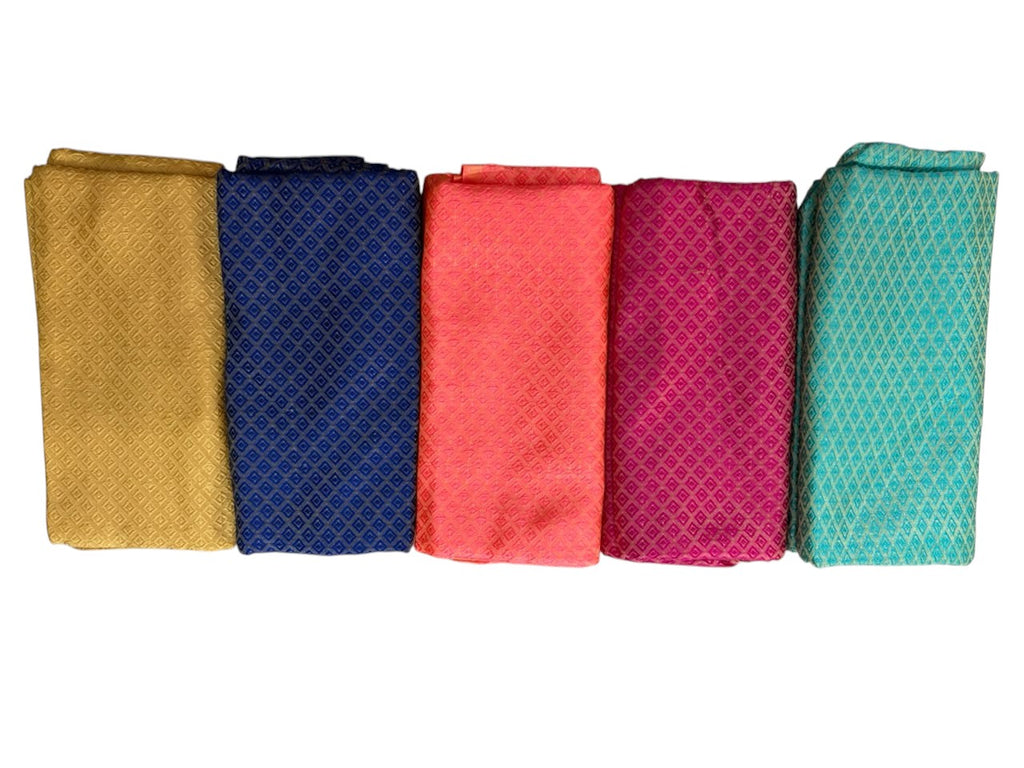 Premium Raw Silk Blouse Pieces with Jacquard Weave – Pack of 5 in Assorted Colours