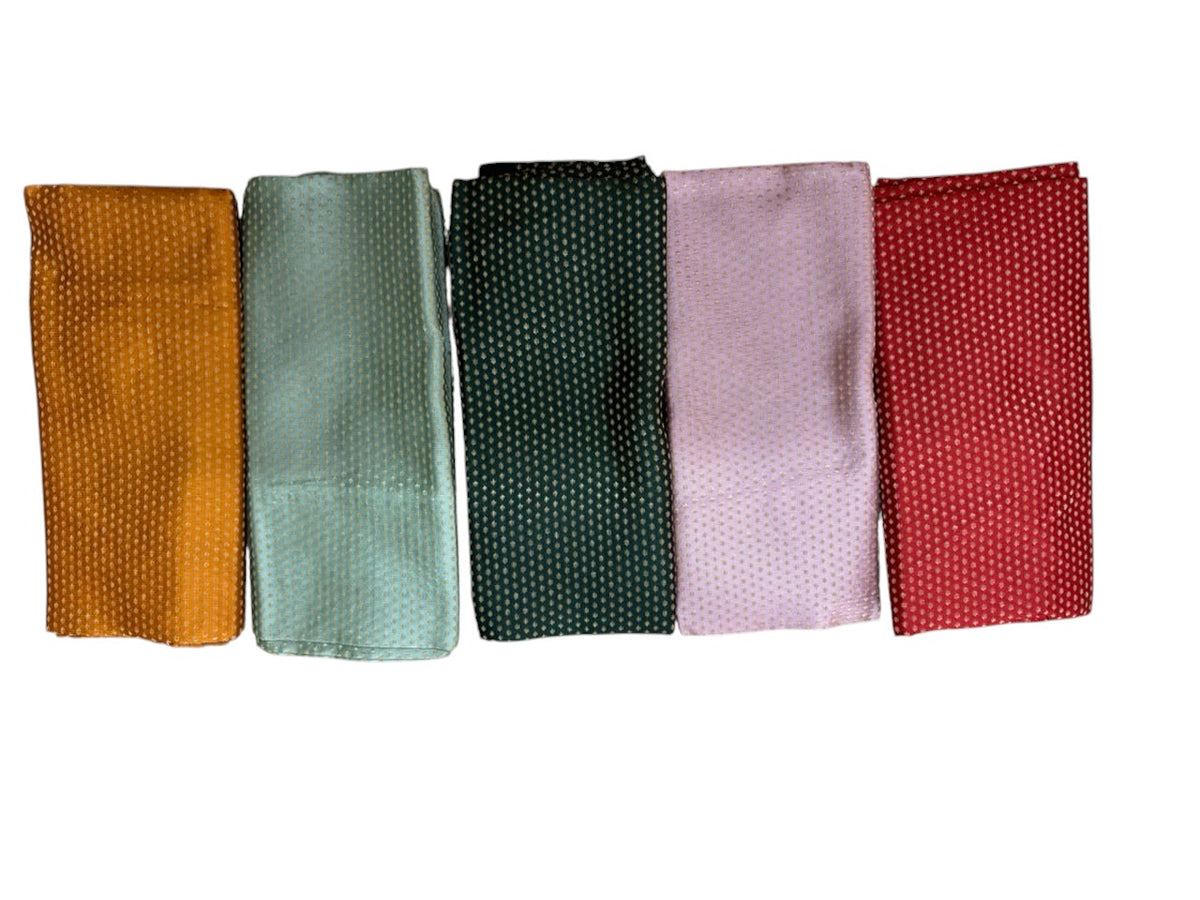 Raw Silk Blouse Pieces with Golden Buti Work – Pack of 5 Assorted Colours