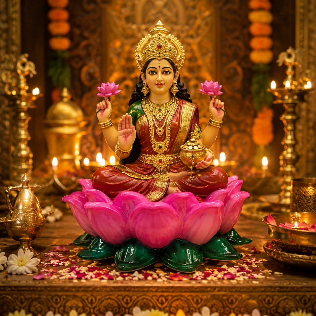 Marble Lotus Petam for Goddess Lakshmi