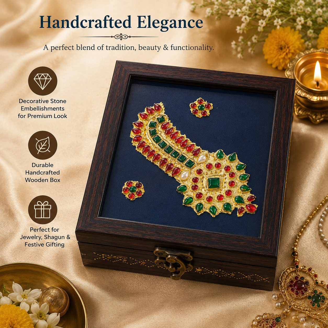 traditional necklace design shagun box