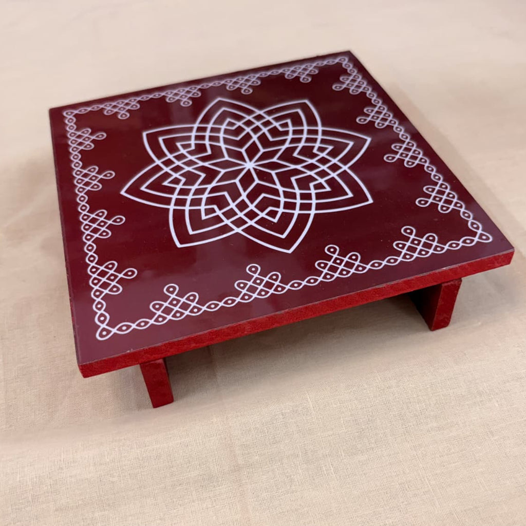 Pooja Chowki with Astadhala Padmam Design