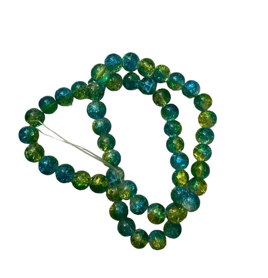 Sea green glass beads - 1 string
