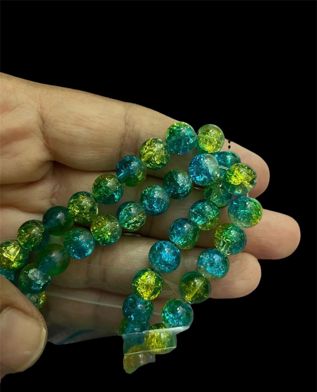 Sea green glass beads - 1 string