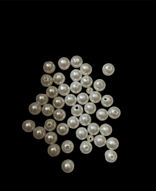 Pure white acrylic pearl beads 8mm size (200gm)