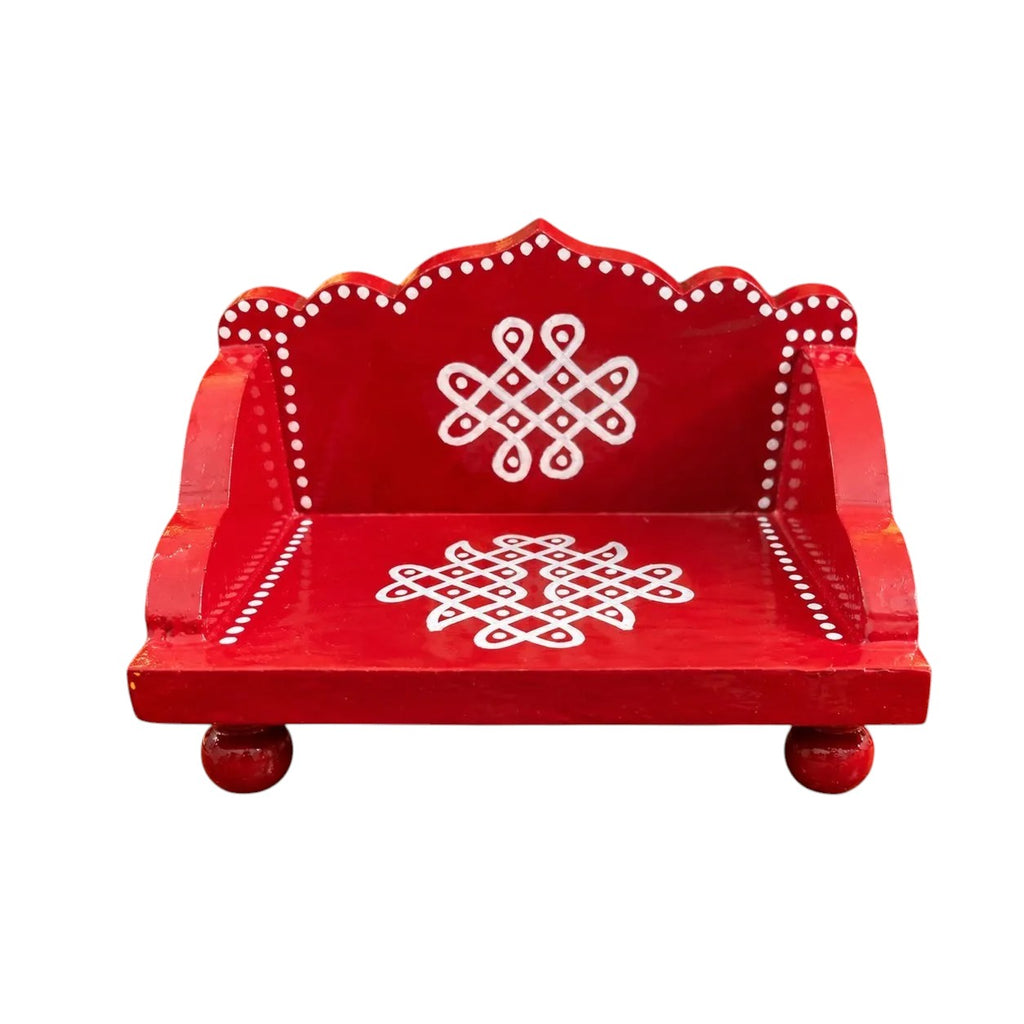 Rosewood Simhasan with Kolam Art