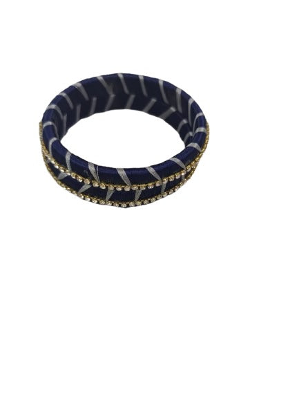 Premium Quality Silk Thread Bangles with stone work -Royal Blue color
