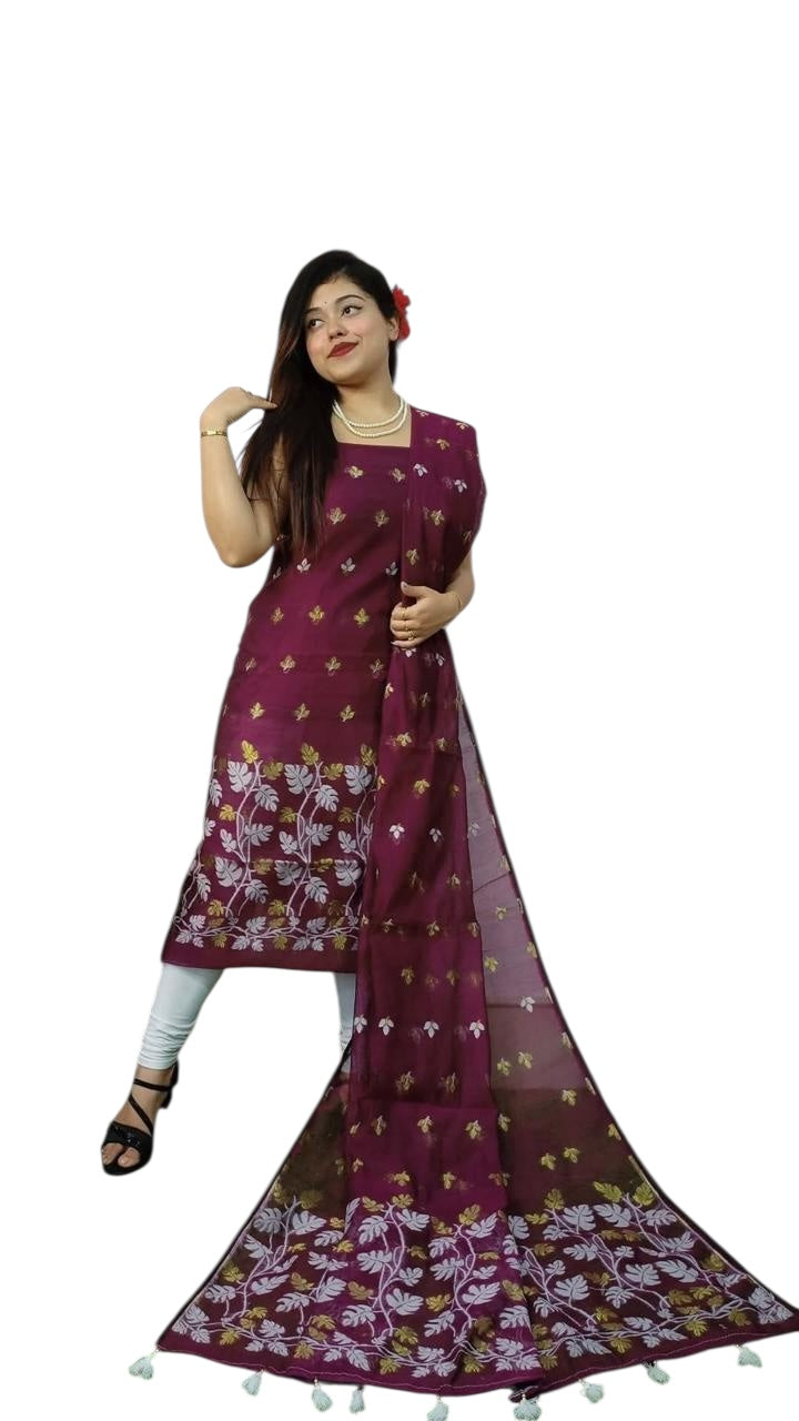 Resham silk 3 pc unstitched dress material